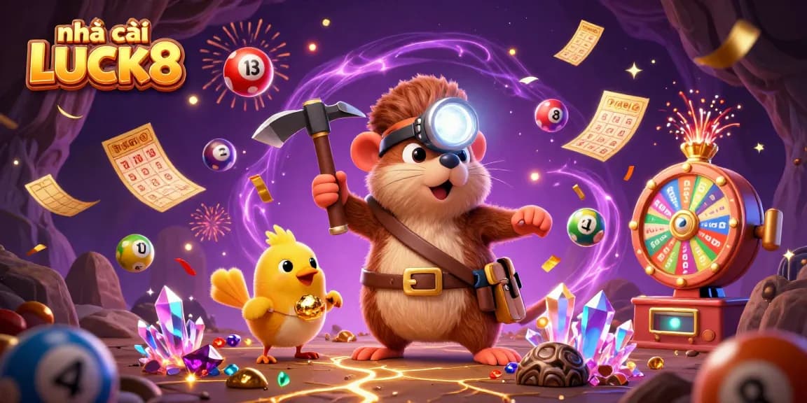 Engage with the world of nhà cái LUCK8 through vibrant 3D casino illustrations showcasing exciting gaming elements.