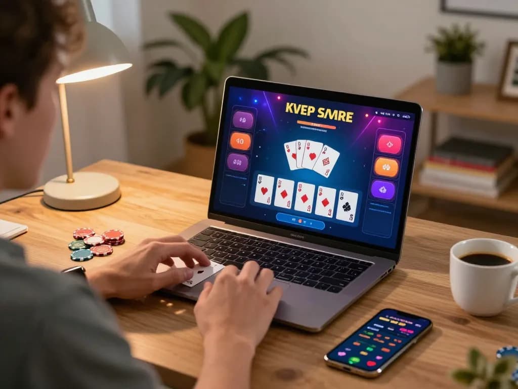 cm88-t1 engaging players in live dealer blackjack on a laptop in a cozy home office setting