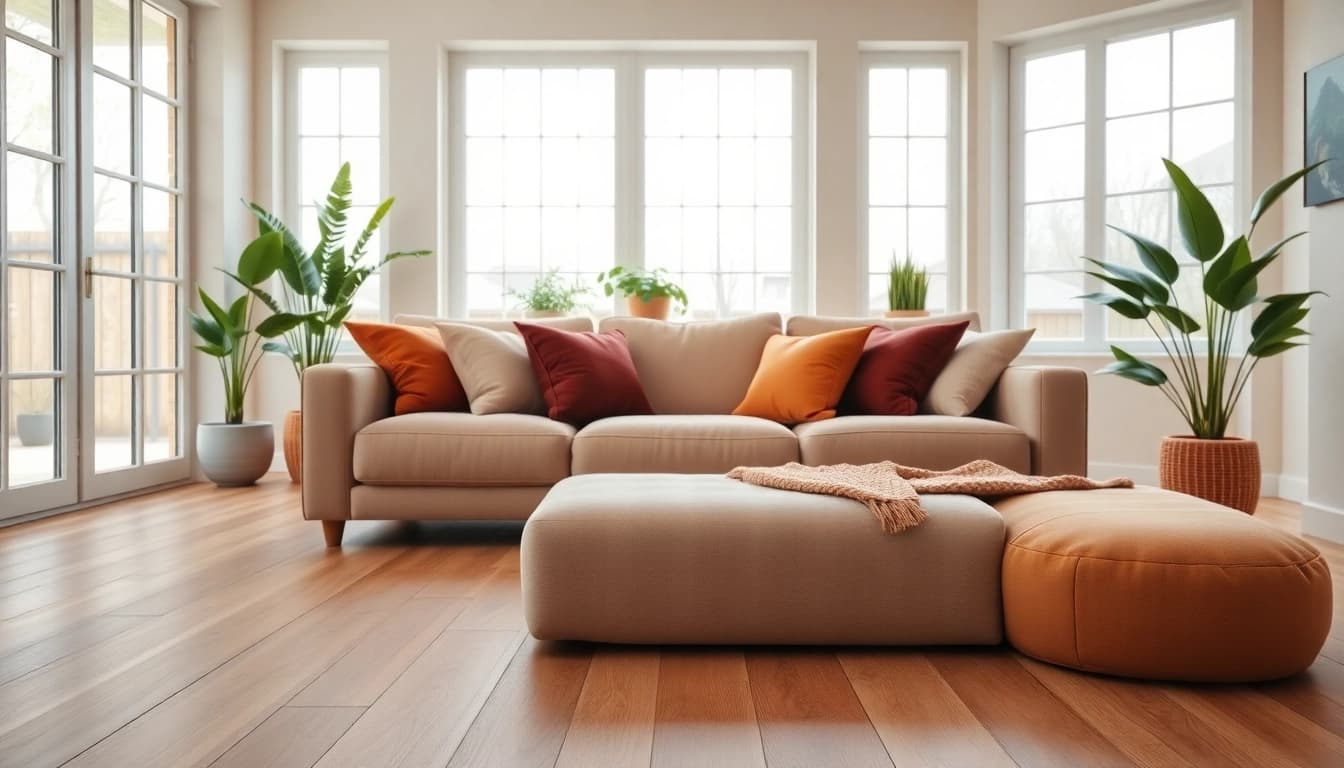 Discover luxury vinyl flooring showcased in a cozy living room with natural light and inviting decor.