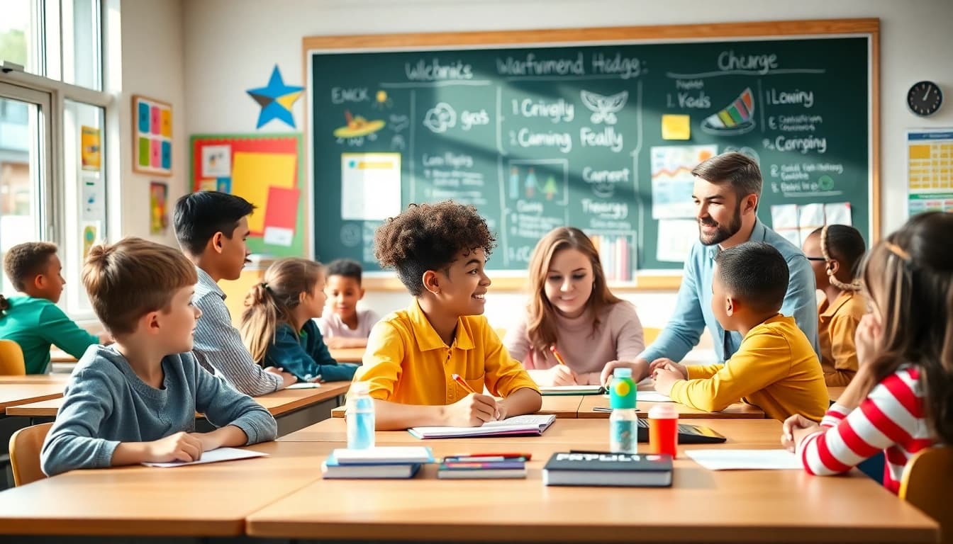 Engaged students participating in dynamic Education activities in a vibrant classroom.