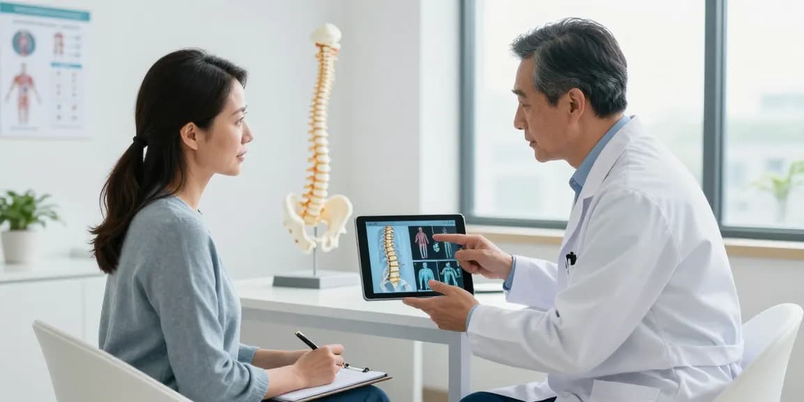 Engaging consultation about Dar kanal ameliyatı between a surgeon and a patient in a modern clinic.