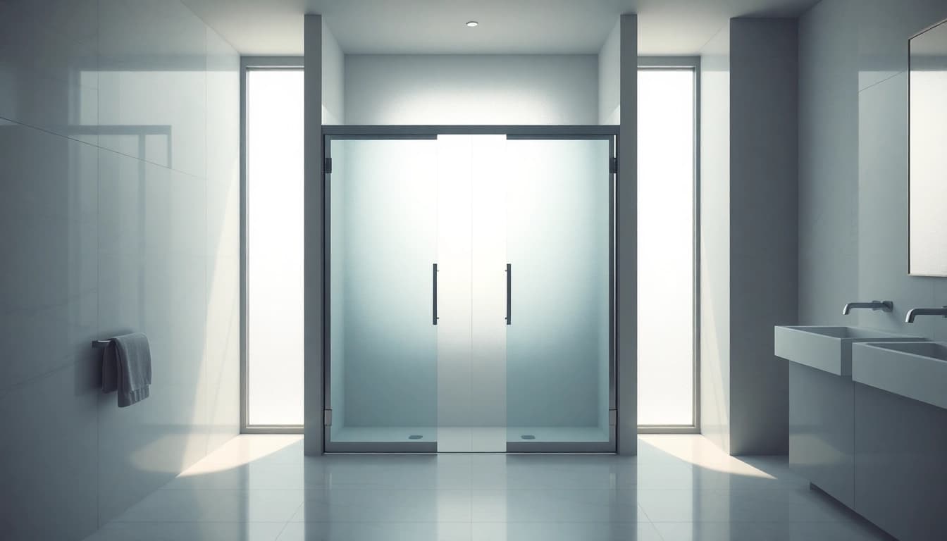 Showcase of shower sliding doors beautifully integrated into a stylish bathroom design.