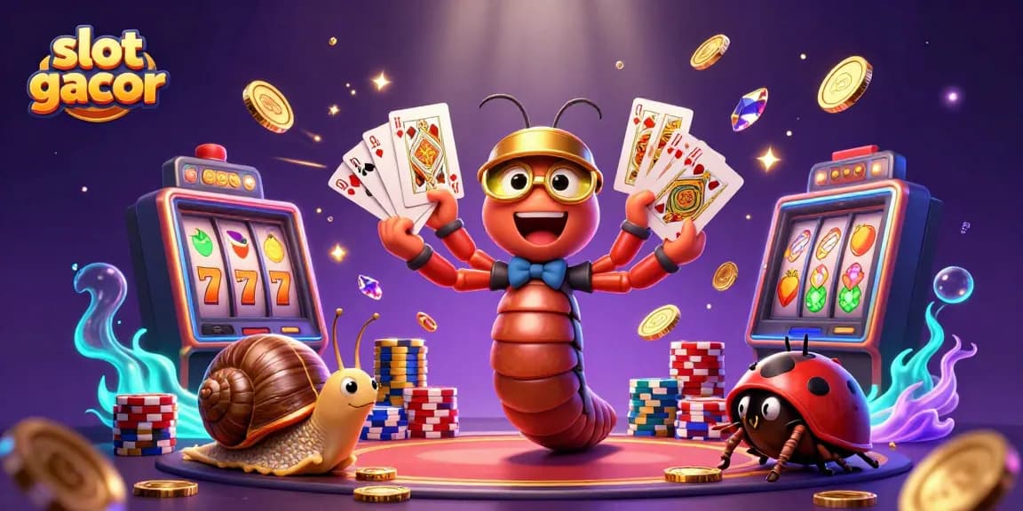 Win big with slot gacor as a colorful 3D cartoon scene depicts excitement in casino gaming.