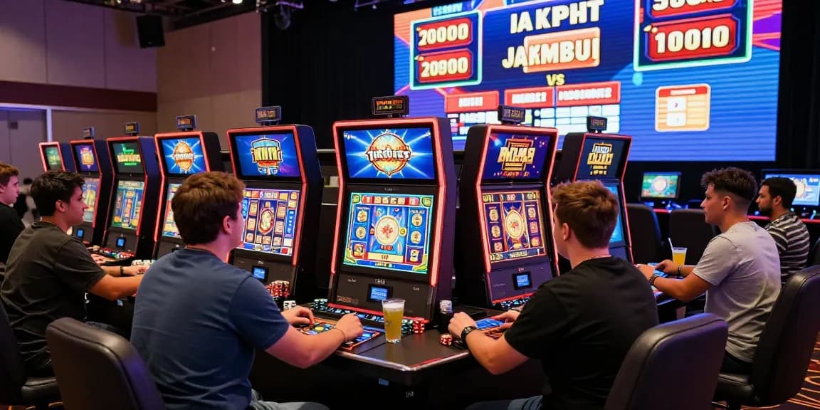 Exciting slot game scene showcasing diverse players at vibrant casino gaming stations