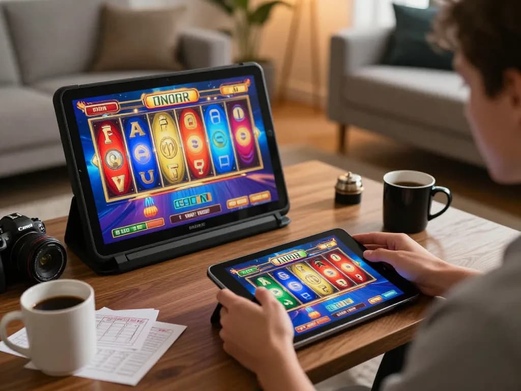 Player enjoying thrilling slot games on SC88 in cozy home setting