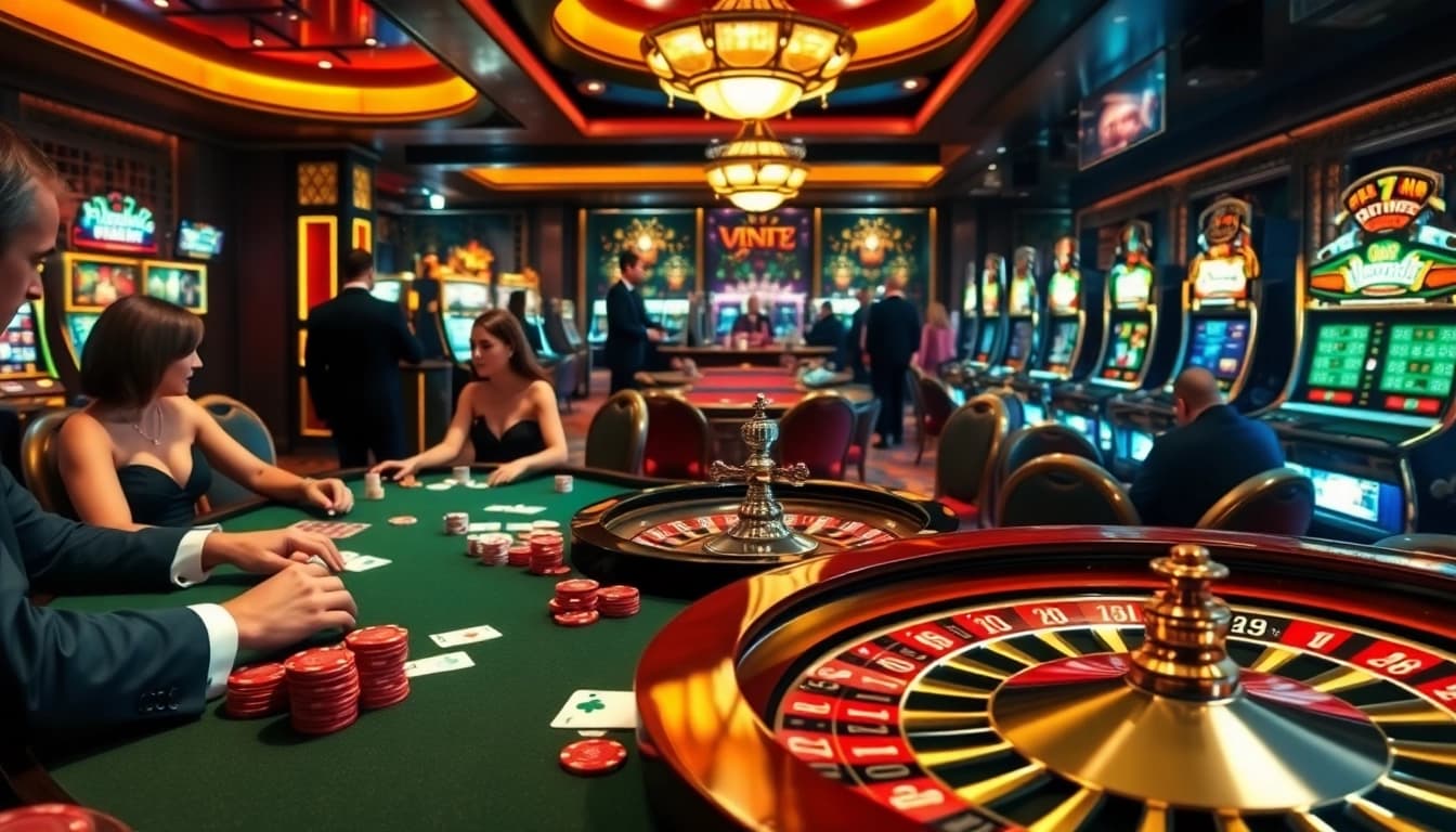Découvrez l'excitation du meilleure casino en ligne avec des joueurs profitant du poker, de la roulette et des machines à sous.