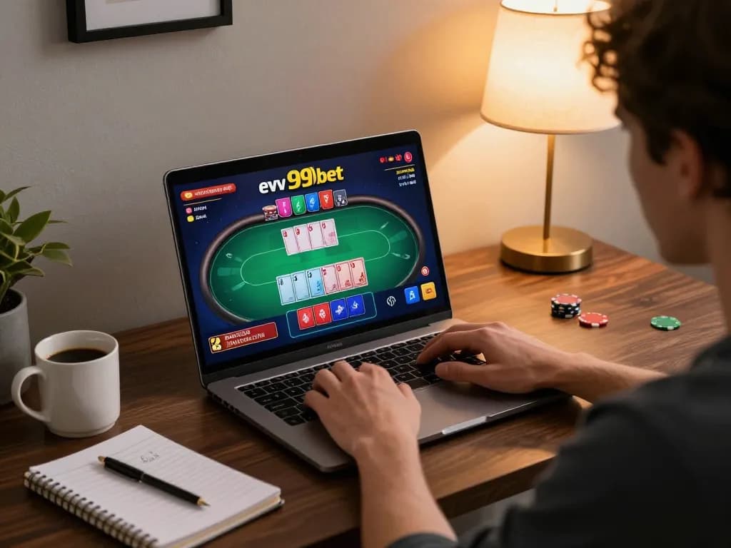 Experience the thrill of ev99 bet while playing poker online in a cozy home setting.