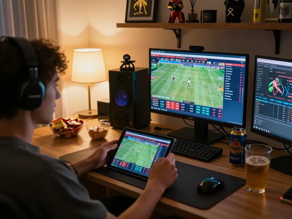 Engaging sports betting scene featuring a player actively using nano banana 3 for real-time wagers.