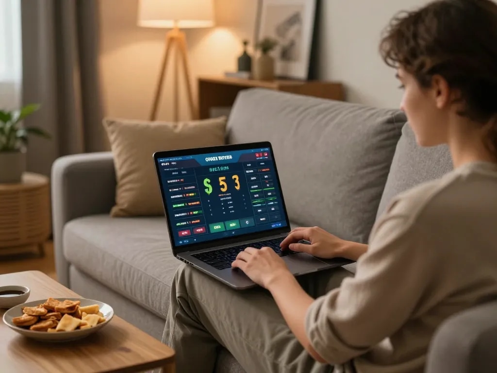Experience the thrill of sports betting with TR88 using a laptop for live wagers.