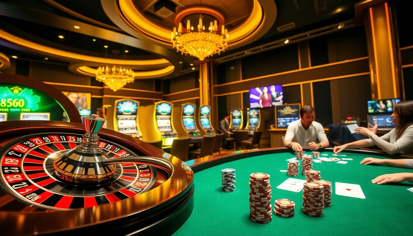 Découvrez l'excitation du casino en ligne Français 2026 avec une roue de roulette vibrante et des jetons de poker.