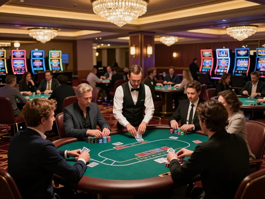 Exciting gameplay at the migliori casino online stranieri showcasing poker tables with players engaged.