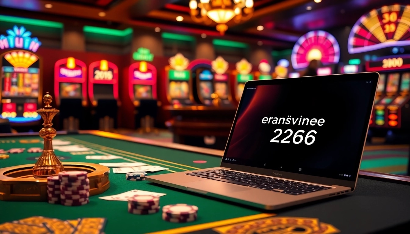 Vivez l'excitation au casino en ligne Français 2026 avec des jetons de poker et une roue de la fortune dans un cadre luxueux.