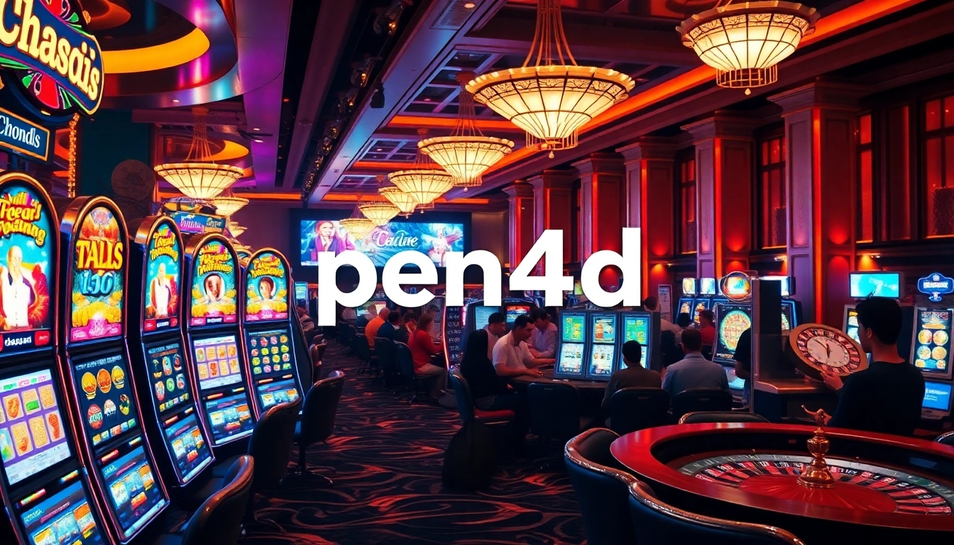 PEN4D slot machines in a luxurious casino setting, highlighting vibrant gameplay and excitement.