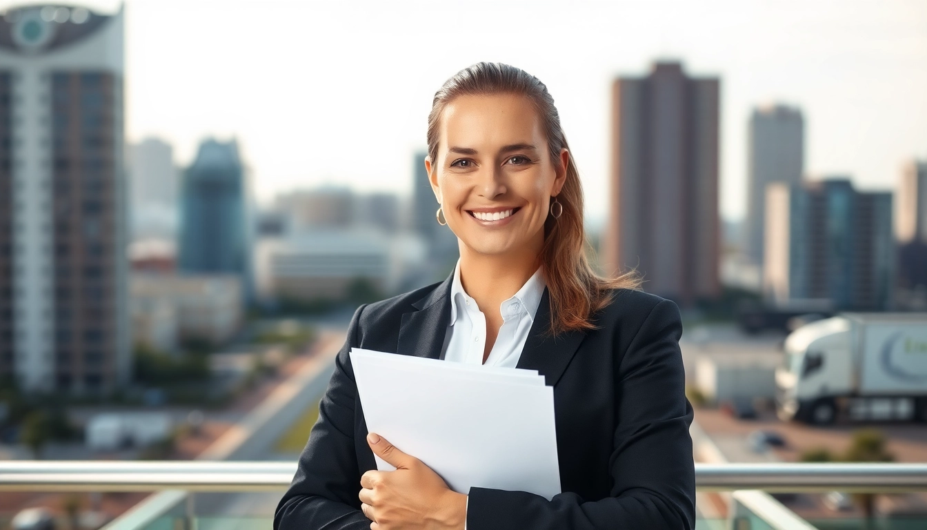 Truck accident attorney Clearwater confidently holding legal documents to support clients.