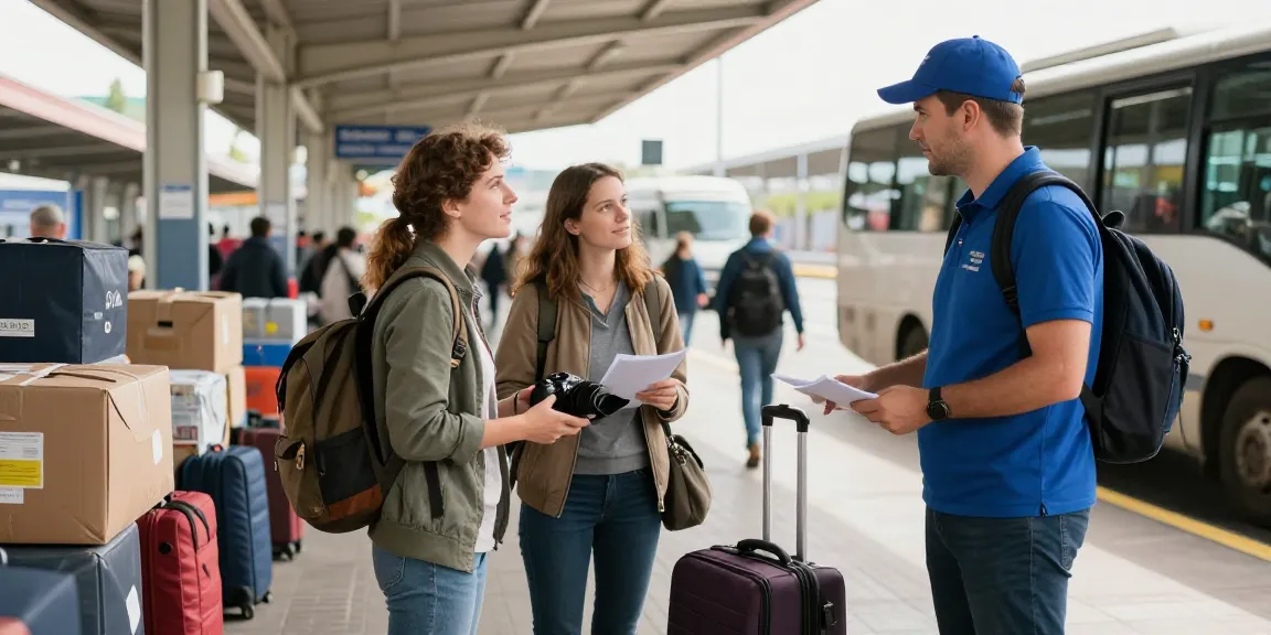 Transport Moldova Anglia - Discutând despre livrarea coletelor la stația de autobuz.