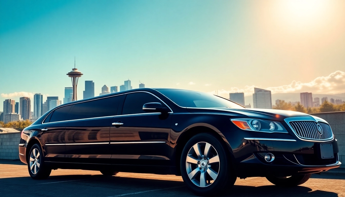 Experience a luxurious seattle to vancouver limo ride, showcasing the cityscapes and sleek vehicle.