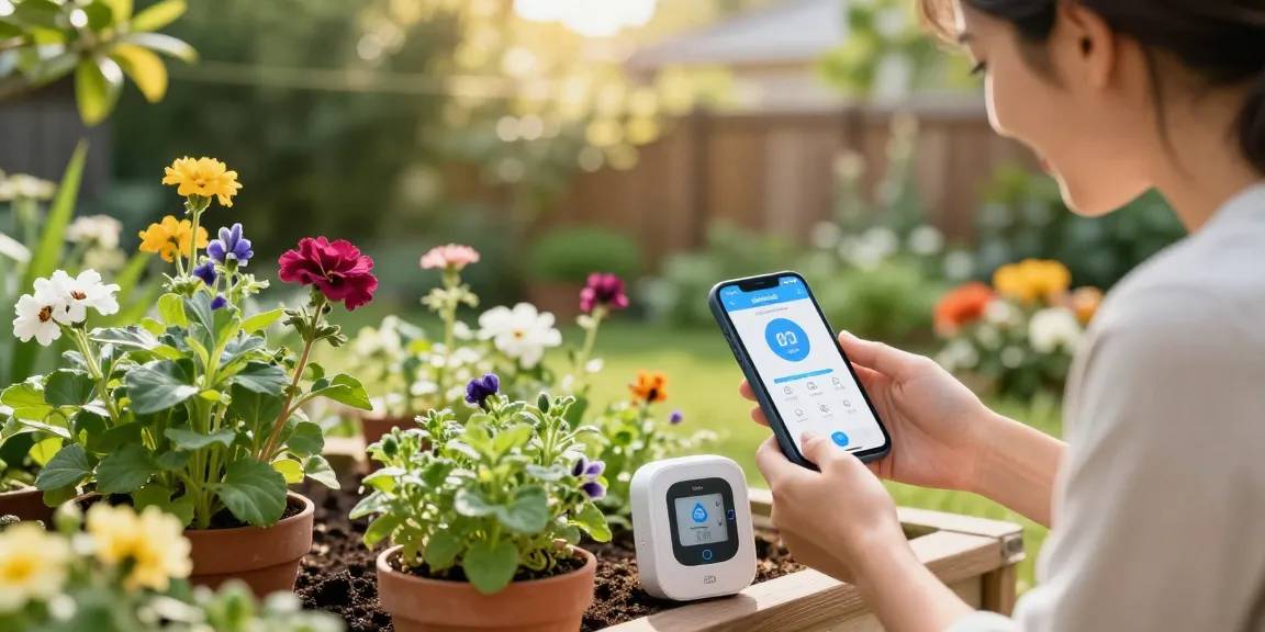 Efficient rainpoint wifi timer in a flourishing garden, enhancing plant growth.