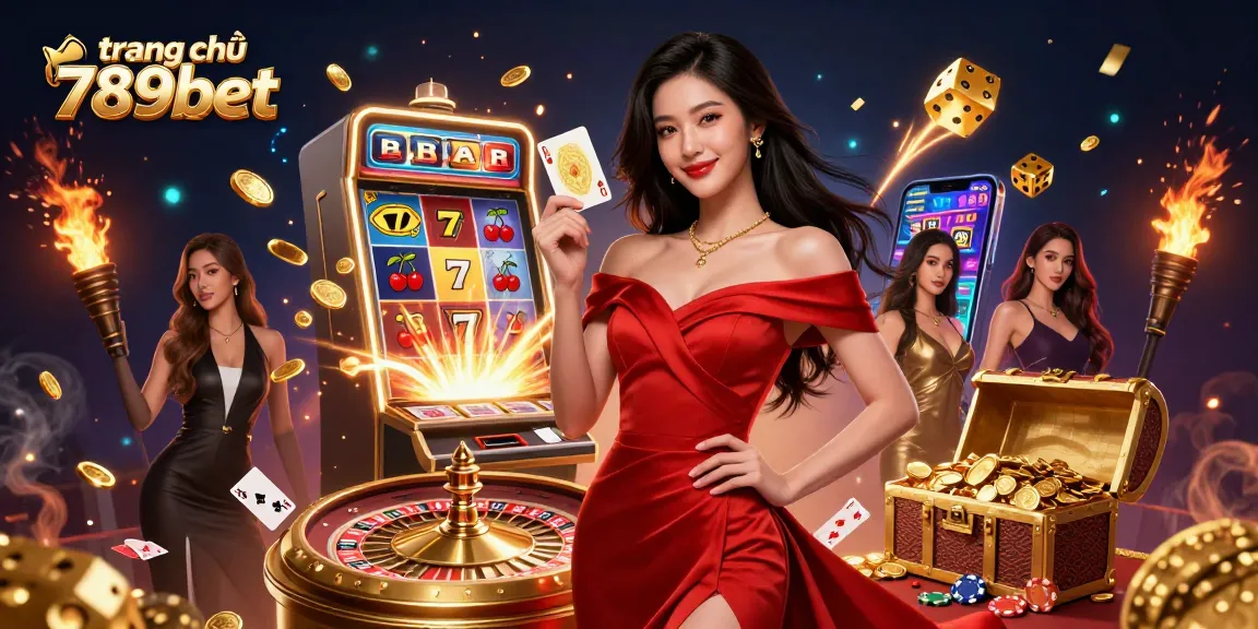 Engaging scene of a beautiful Asian woman on trang chủ 789bet showcasing casino excitement with cards and roulette.
