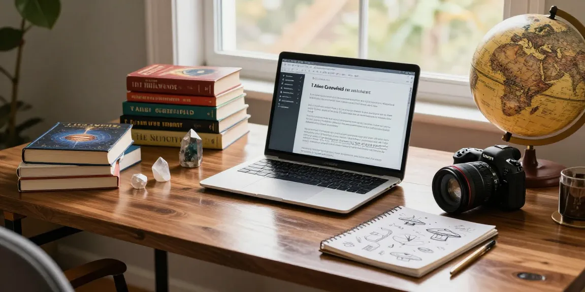 Deeply thoughtful author workspace featuring insights on T Allen Greenfield's award-winning book UFOnauts at https://tallengreenfield.com.