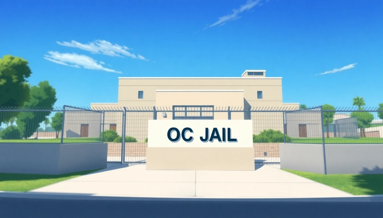 Captivating view of OC Jail's secure entrance showcasing strength and structure.