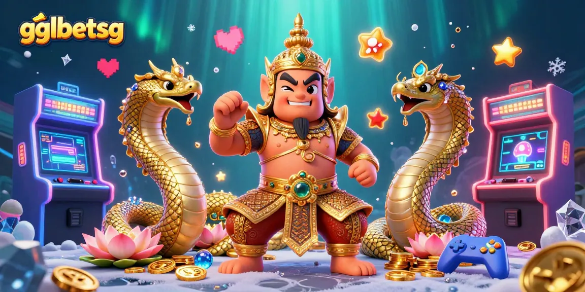 Place bets responsibly with gglbetsg in this vibrant 3D esports casino scene featuring a guardian and game elements.