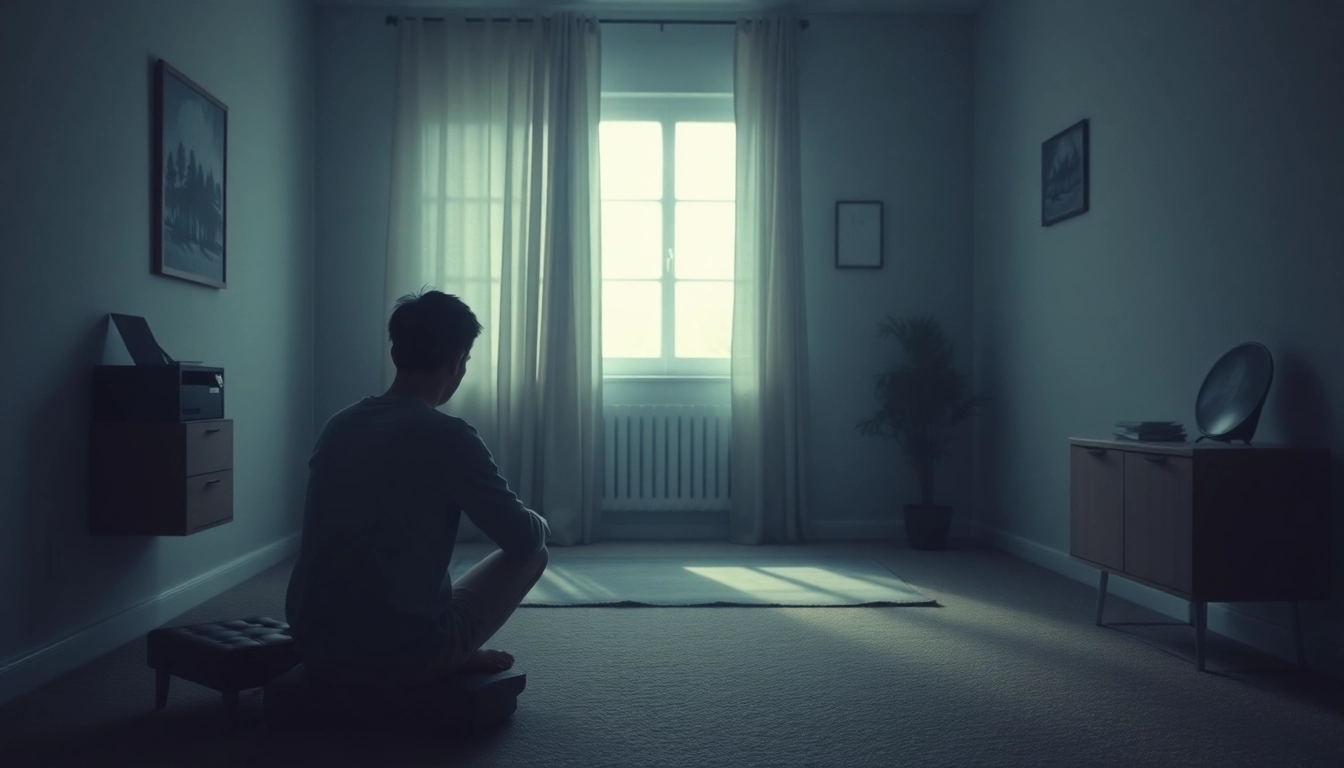 Understanding depression symptoms through solitary reflection in a softly lit room.