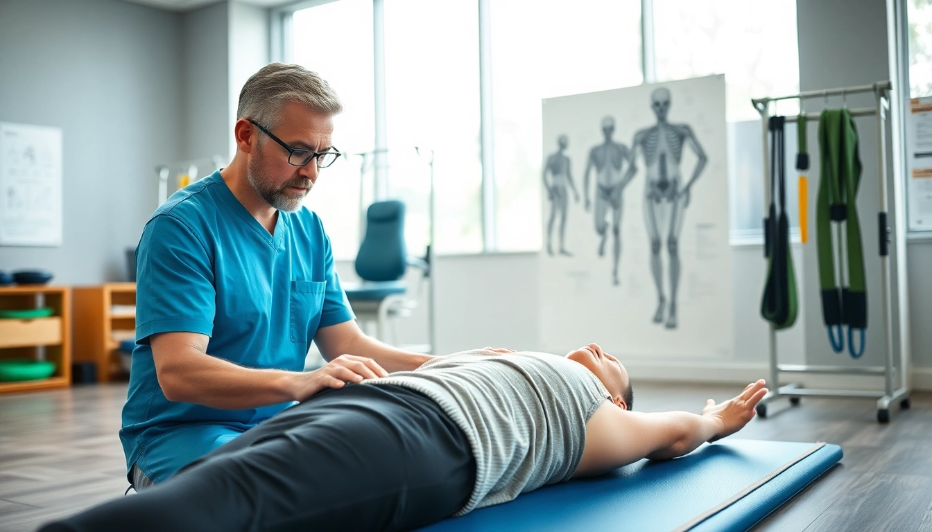 Physiotherapy London session with a therapist and patient in a modern clinic.