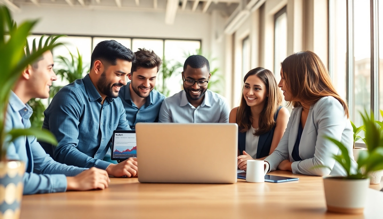 Showcasing a professional business team using hubspot free tools for collaboration.