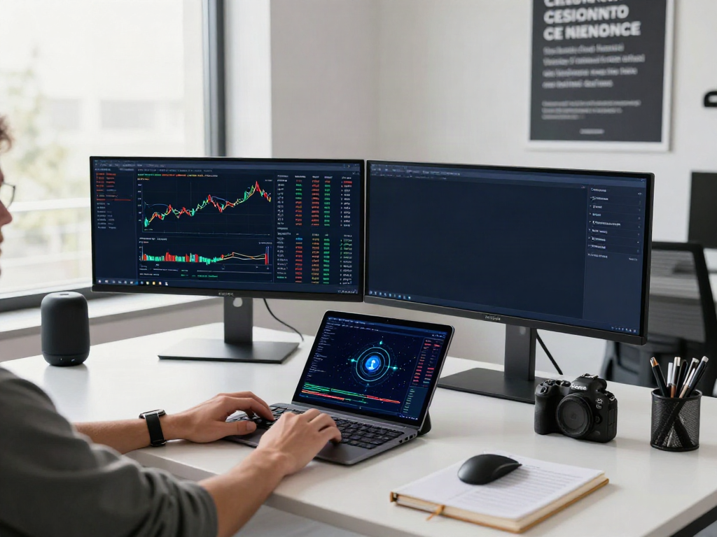 Indian stock API for algo trading showcased in a professional crypto trading workspace with advanced technology.