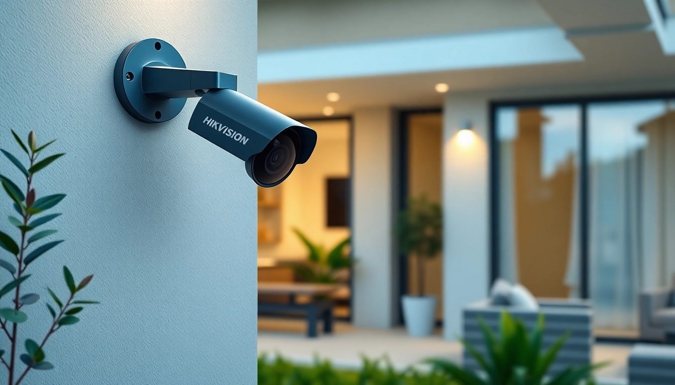 Cámaras Hikvision instaladas en un hogar elegante, destacando la tecnología de seguridad avanzada.
