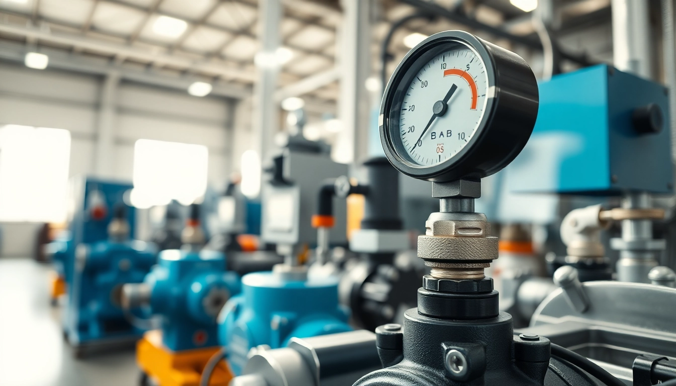Examine fluid power systems components showcasing hydraulic pumps, valves, and gauges in a professional setting.