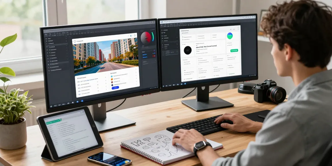 Professional workspace showcasing a free ai detector tool in use, analyzing an image with detailed metrics.