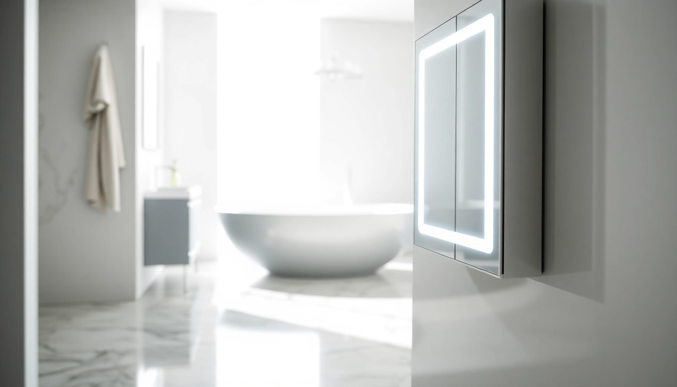 Illuminate your space with a stylish led bathroom mirror cabinet featuring sleek design.
