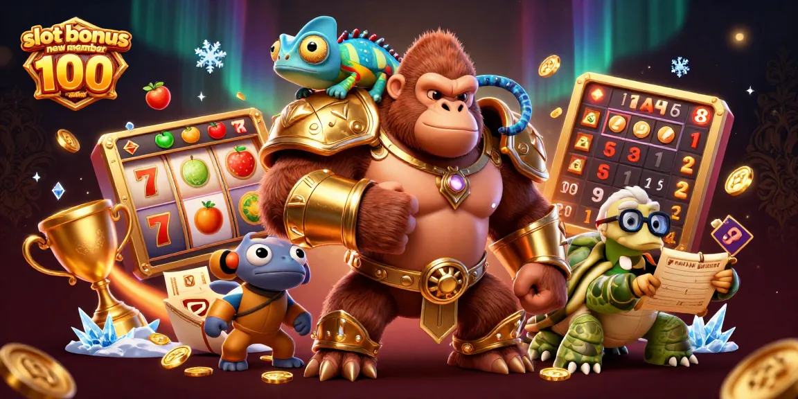 Engage with the exciting slot bonus new member 100 di awal in a vibrant 3D casino scene filled with dynamic elements.