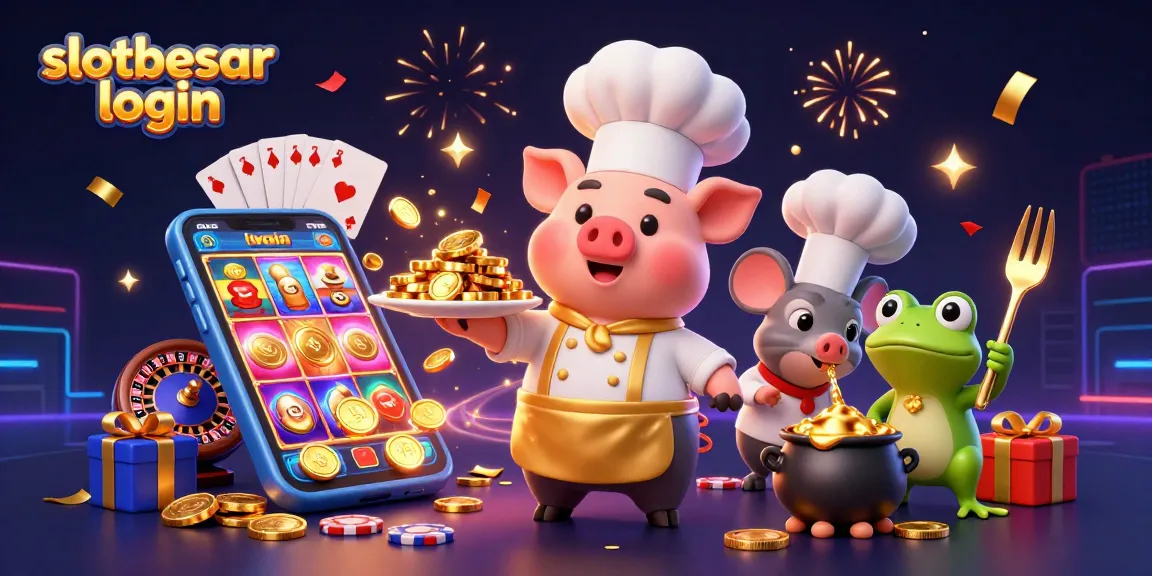 Experience winning thrills with slotbesar login as festive cartoon characters celebrate wealth!