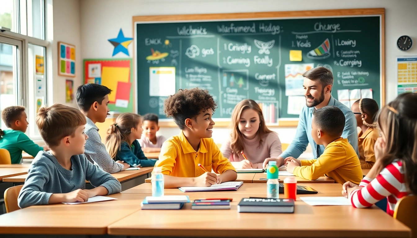 Engaged students participating in dynamic Education activities in a vibrant classroom.