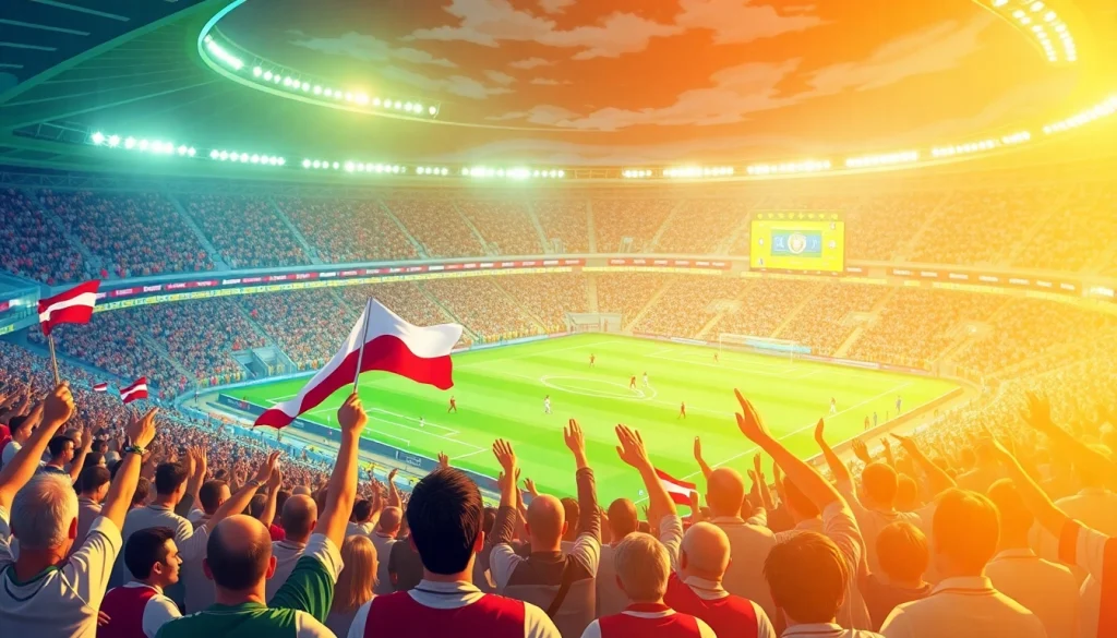 해외축구중계를 즐기는 열광적인 관중의 모습