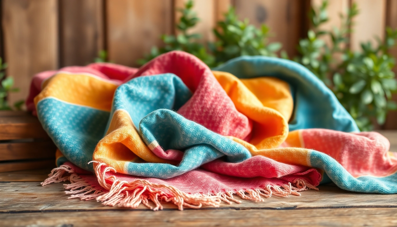 Wafel katoen met diverse texturen en kleuren prachtig gepresenteerd bovenop een houten tafel.