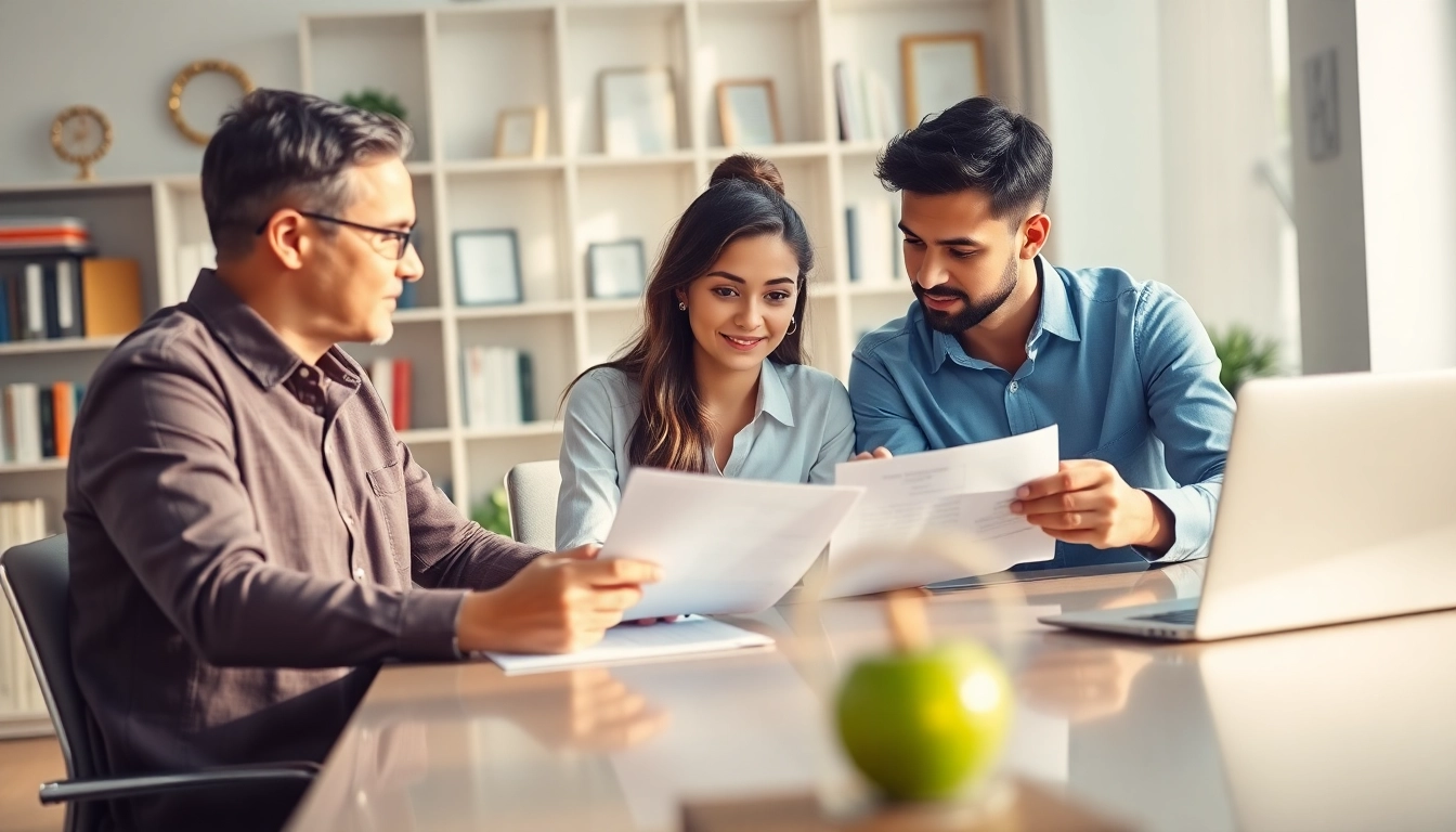 Discuss life insurance options with a knowledgeable advisor in a welcoming office setting.