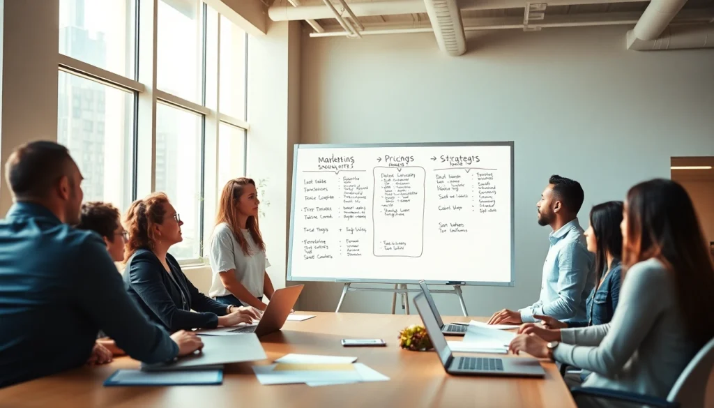 Analyze competitor pricing strategy in a collaborative marketing meeting focused on strategy development.