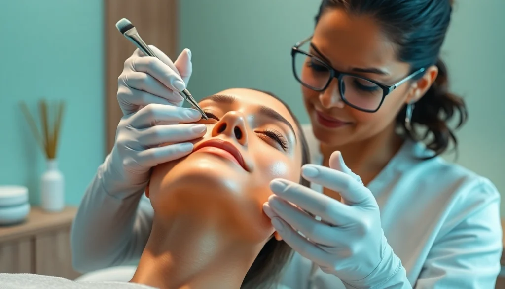 VI Peel Nyack treatment being applied by a skilled beautician in a calming spa environment.
