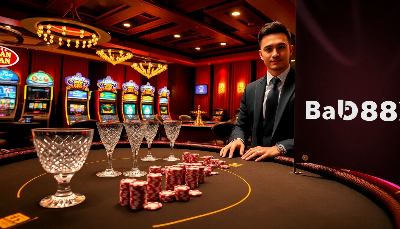 Experience thrilling gambling action at Babu88.global with exciting poker tables and vibrant slot machines.