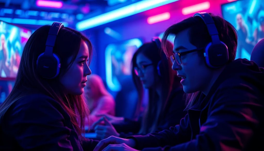 Engaging players enjoying dynamic porn games AI with futuristic graphics.