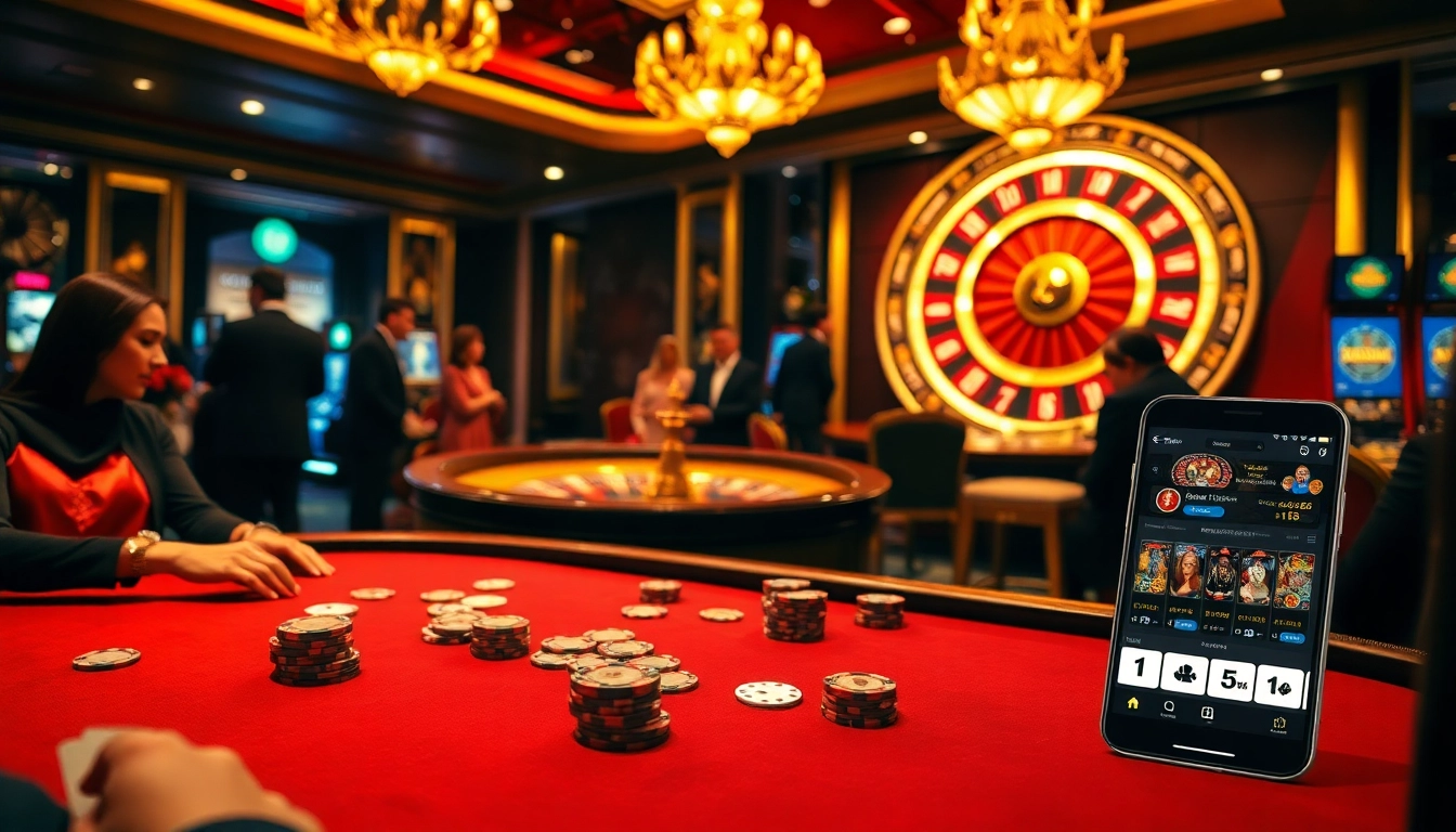 Experience the thrill of depo 5k gaming at a vibrant casino with poker tables and slot machines.