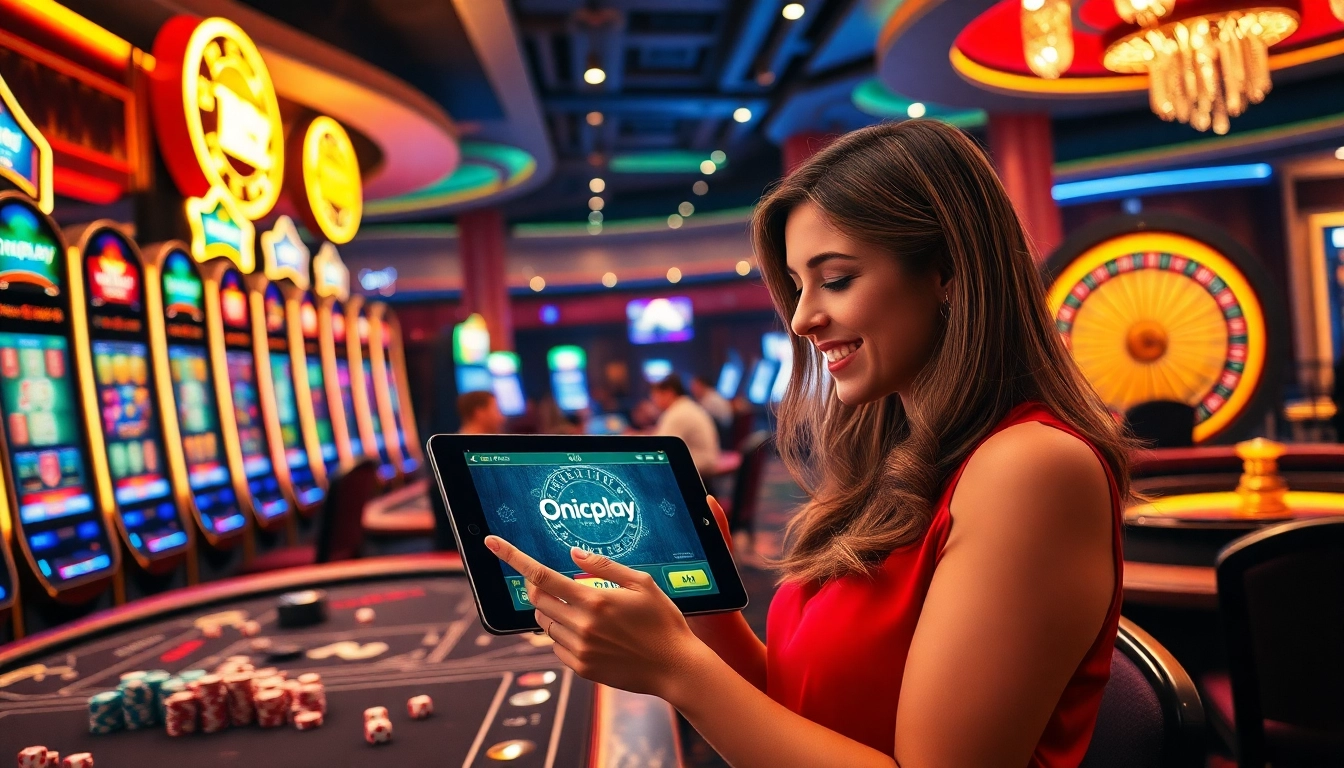 Experience thrilling gameplay on Onicplay with vibrant casino visuals featuring slot machines.