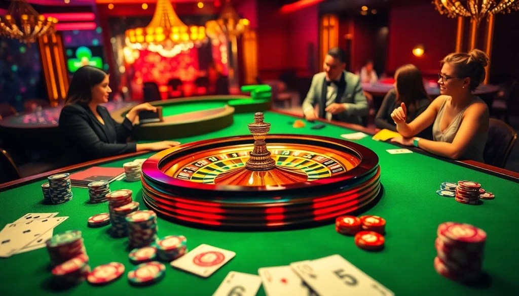 Players enjoying a dynamic F8bet online casino experience with vibrant tables and engaging gameplay.