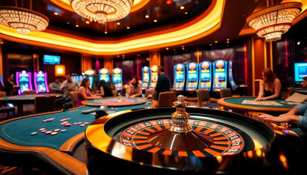 Trò chơi hấp dẫn tại cg79 casino với người chơi tham gia poker và máy đánh bạc sống động.
