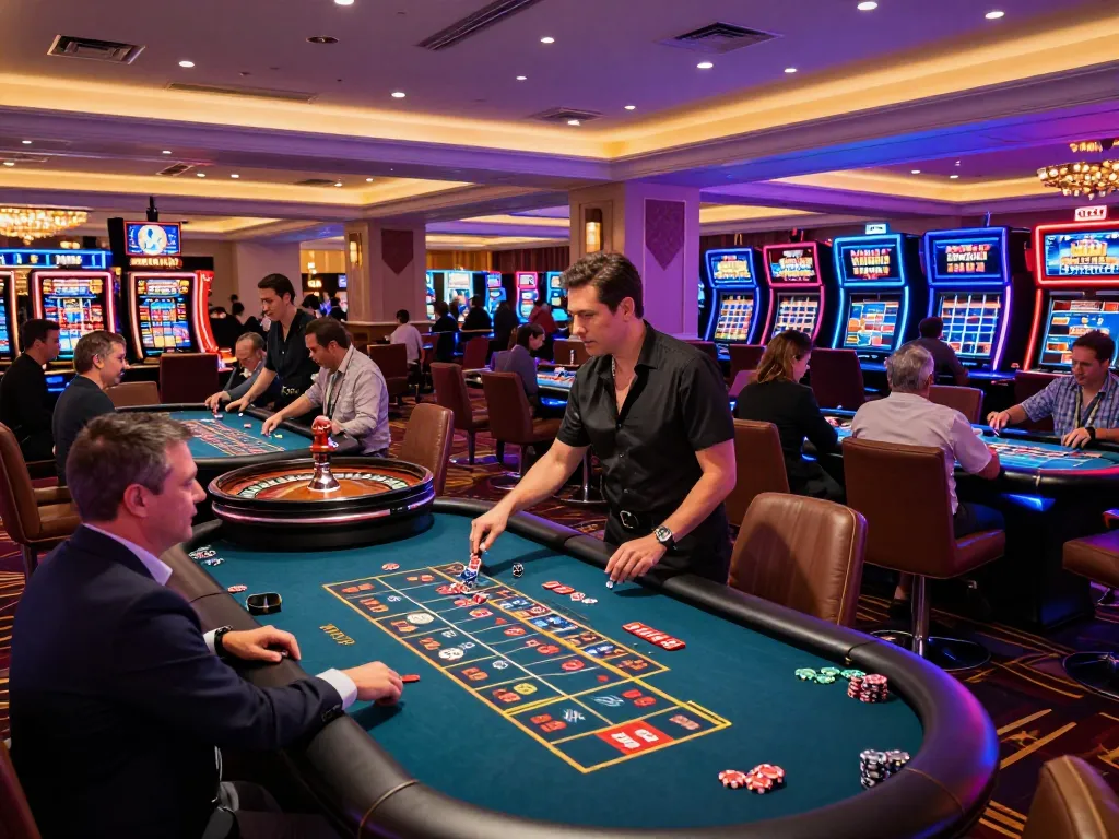 Engaged players placing bets at roulette tables in vibrant Vegas casino atmosphere featuring c168 excitement