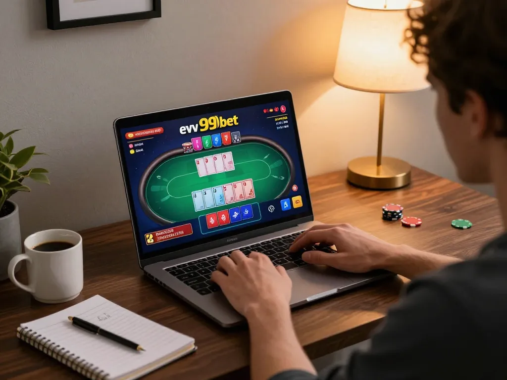 Experience the thrill of ev99 bet while playing poker online in a cozy home setting.