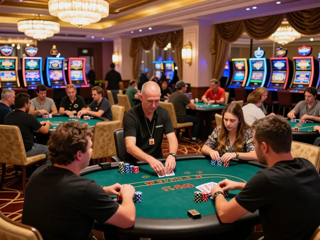 Players engaging in poker at TG88 casino, enjoying vibrant atmosphere and professional gameplay.